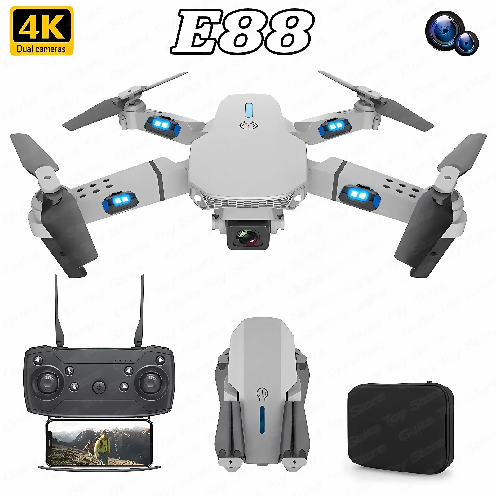 Drone Rc App - E88 Pro WIFI FPV الطائرة بدون